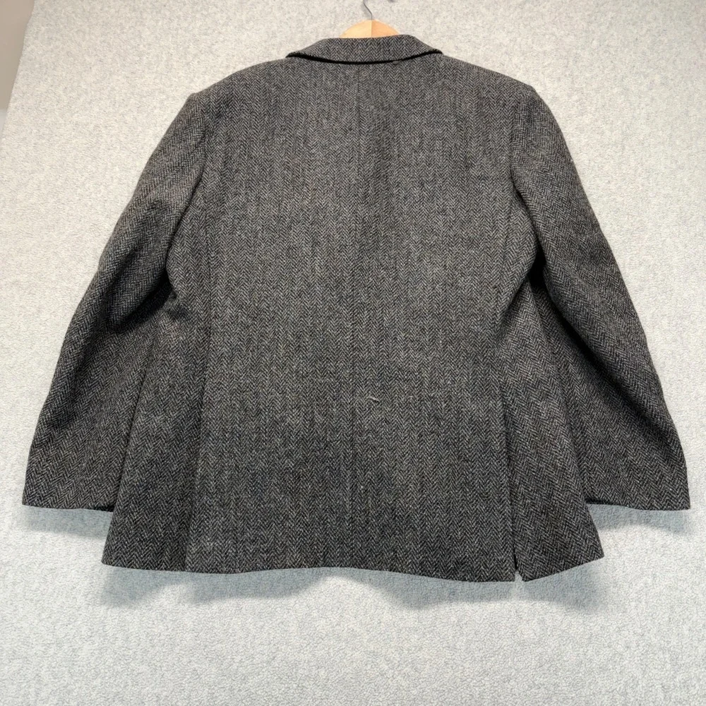 Harris Tweed Men's 2 Piece Wool Herringbone Blazer Vest Suit Set Gray 44